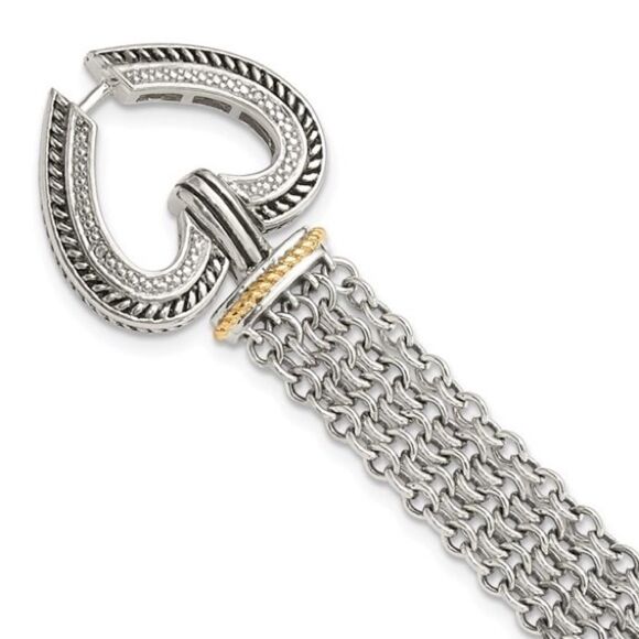 New with tags Shey Couture Sterling Silver with 14K  Diamond Heart Bracelet - Picture 5 of 16